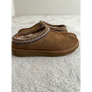 UGG Australia Brown Suede Shearling Lined Clog Slippers Women's Size 5